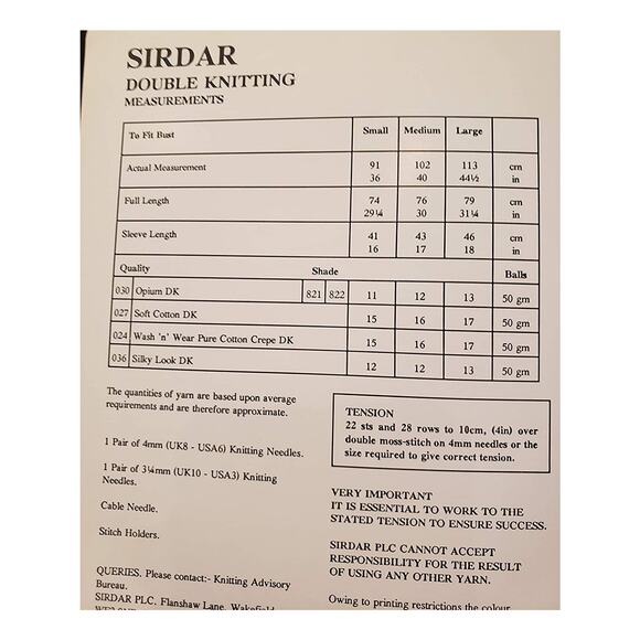 New Sirdar 5174 Opium Double Knitting Textured Pullover Sweater Pattern - Picture 3 of 3